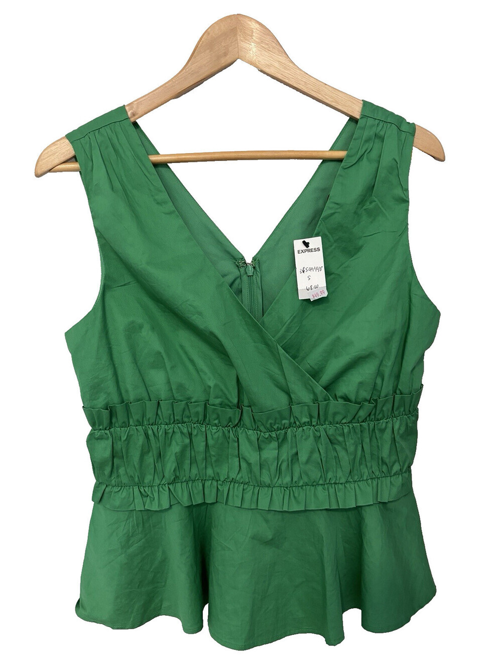Express V-Neck Ruffle Peplum Tank | Green | Small NWT
